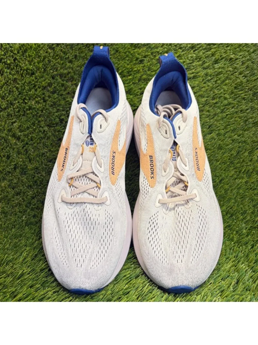 Brooks Glycerin 22 Mens Size 10.5 Beige Blue Athletic Running Shoes Sneakers